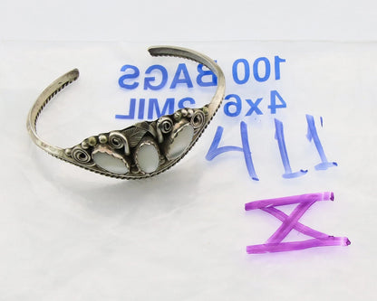 Navajo Cuff Bracelet Sterling Silver Authentic MOP Signed Justin Morris