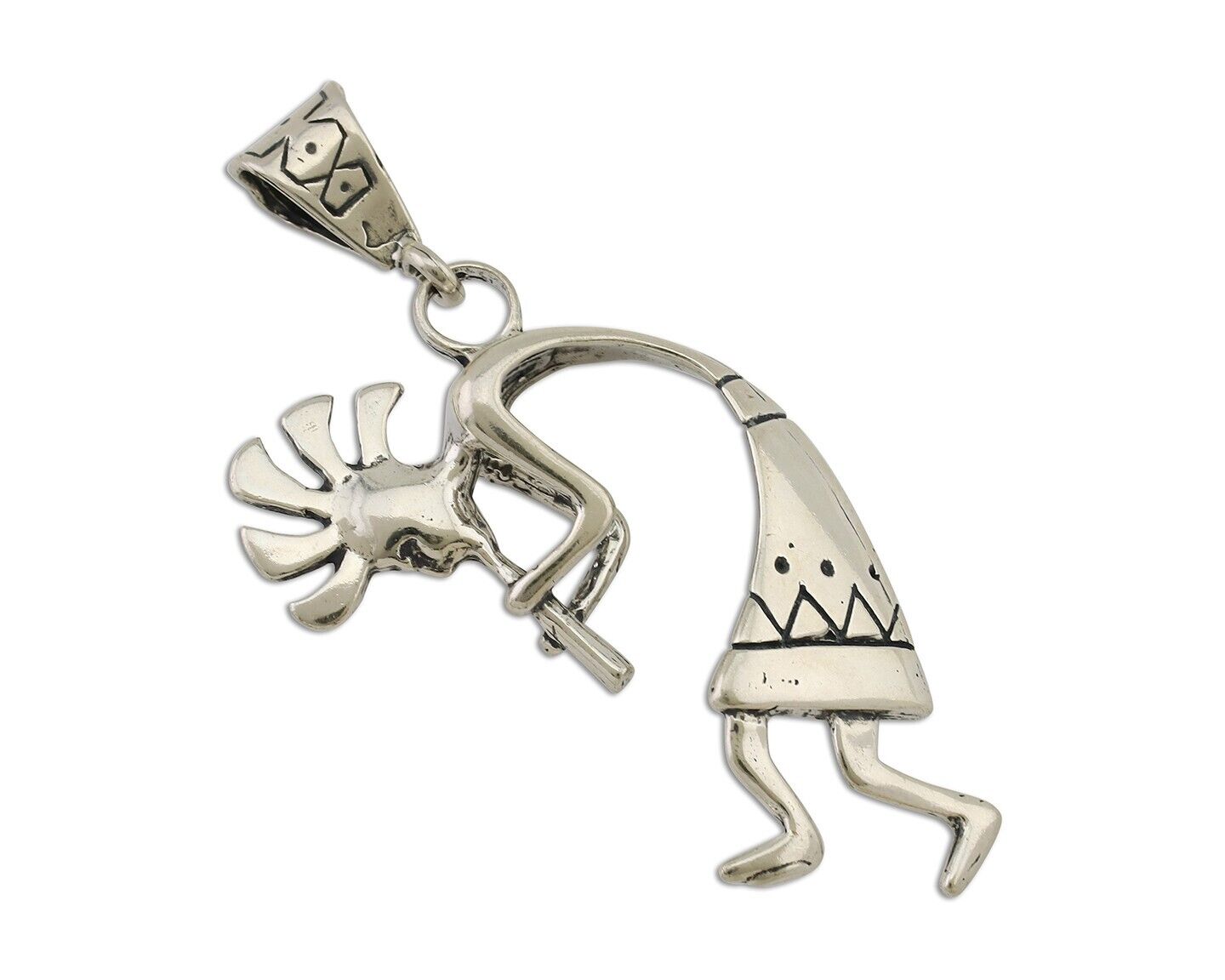 Navajo Kokopelli Pendant 925 Sterling Silver Artist Signed Masha C.80's