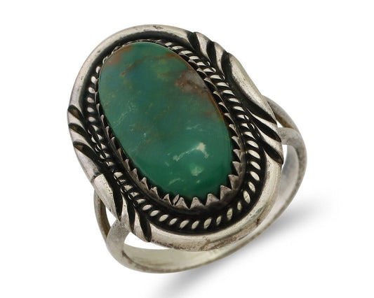Navajo Ring 925 Silver Natural Turquoise Artist Signed M Begay C.80's