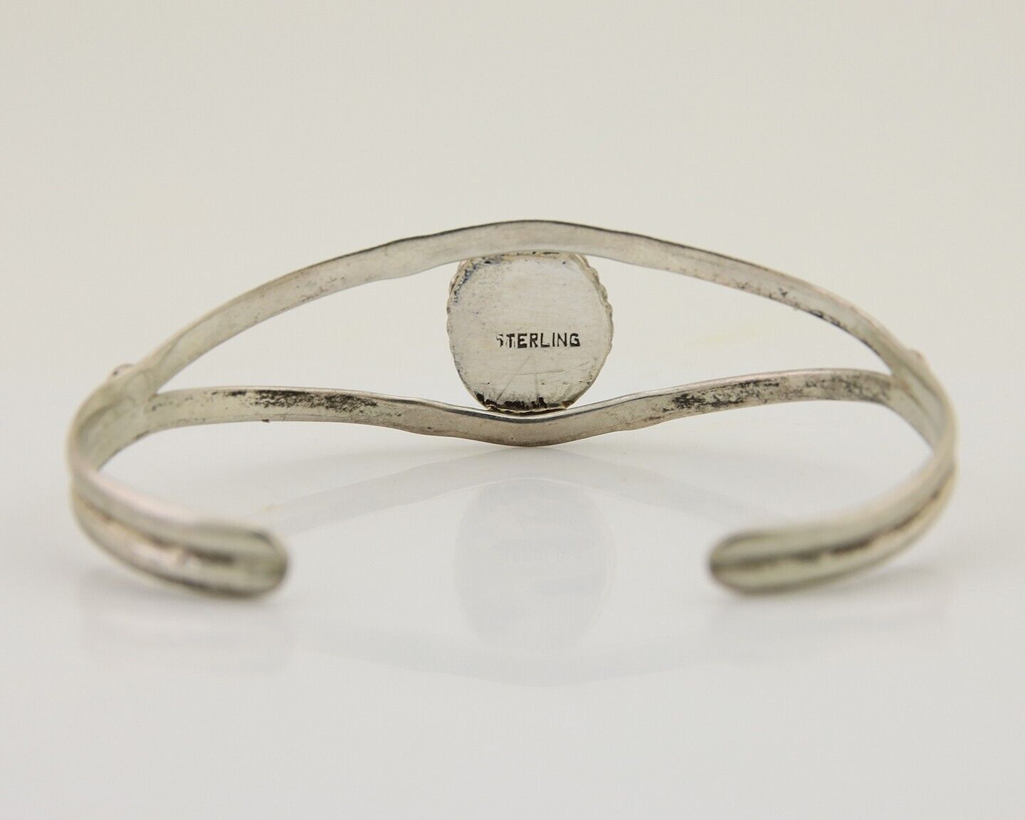 Navajo Hand Stamped Cuff Bracelet Turquoise 925 Silver Native American Artist