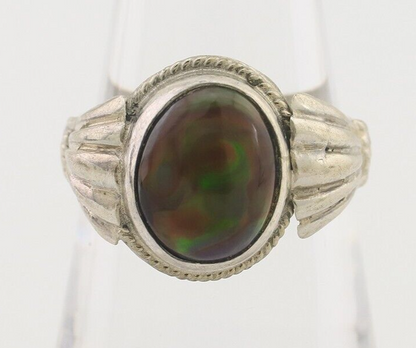 Navajo Handmade Ring 925 Silver Natural Fire Opal Native Artist Size 7.0 C.80's