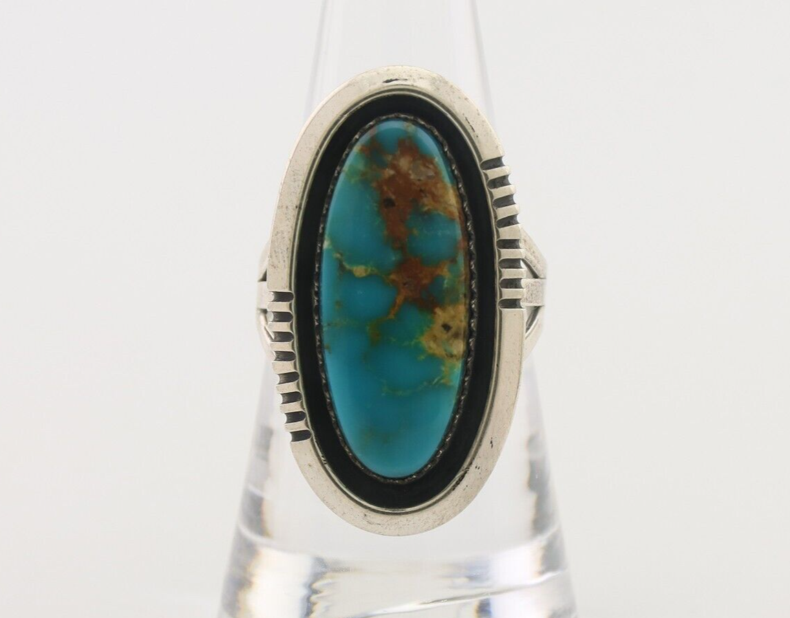Navajo Ring 925 Silver Natural Blue Turquoise Native American Artist C.80's