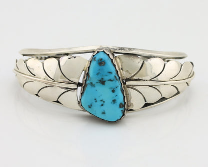 Navajo Bracelet 925 Silver Sleeping Beauty Turquoise Native American Artist C80s