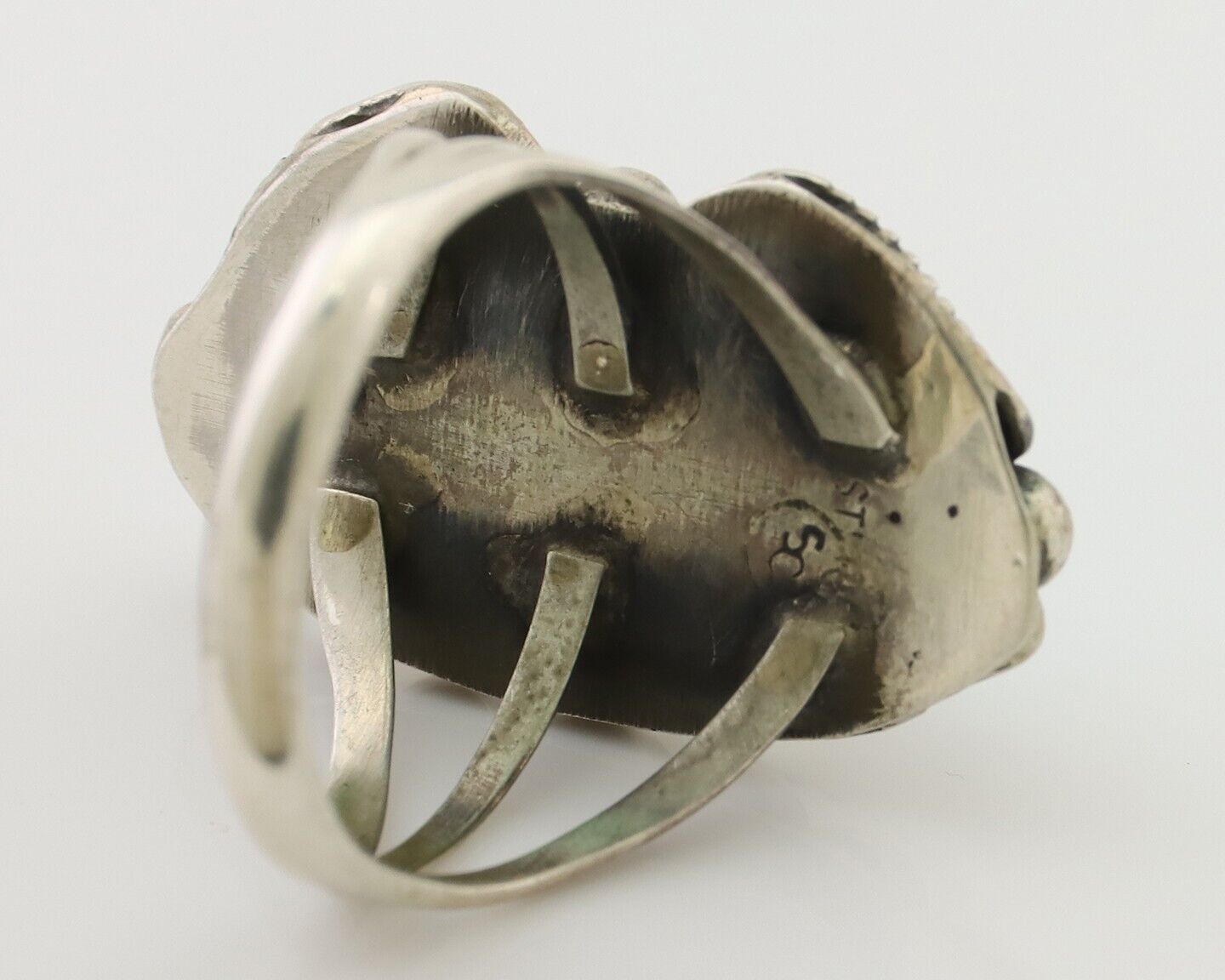 Navajo Ring 925 Silver Kingman Turquoise Artist Signed SC Size 6.0 C.80's