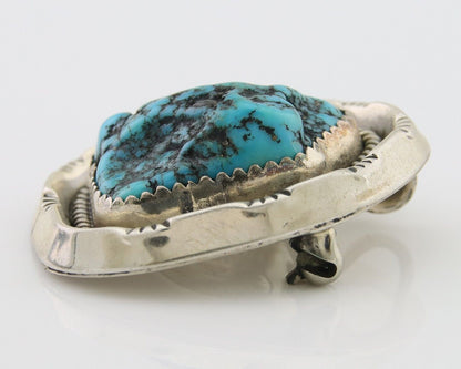Navajo Pin Pendant 925 Silver Sea Foam Turquoise Artist Signed Hyson Craig C.80s