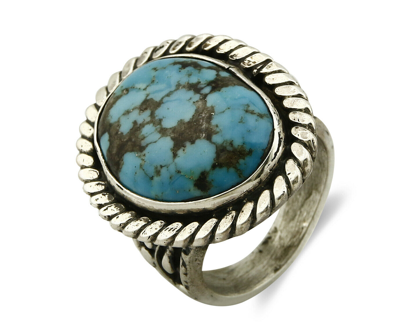 Navajo Ring .925 SOLID Silver Kingman Turquoise Signed Ralph Pemberton C.1975
