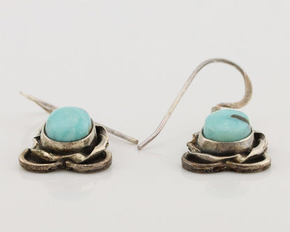 Navajo Earrings 925 Silver Natural Blue Turquoise Native American Artist C.80s