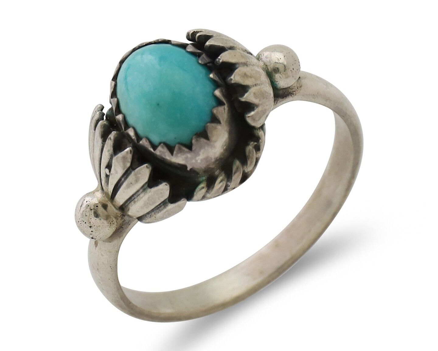 Navajo Ring 925 Silver Kingman Turquoise Native American Artist Made In 1985