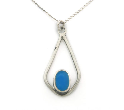 Navajo Necklace Sterling Silver Natural Blue Turquoise Vintage