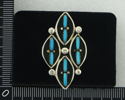 Vintage Zuni Ring 925 Sterling Authentic Natural Turquoise Native Artist Sz 7.5
