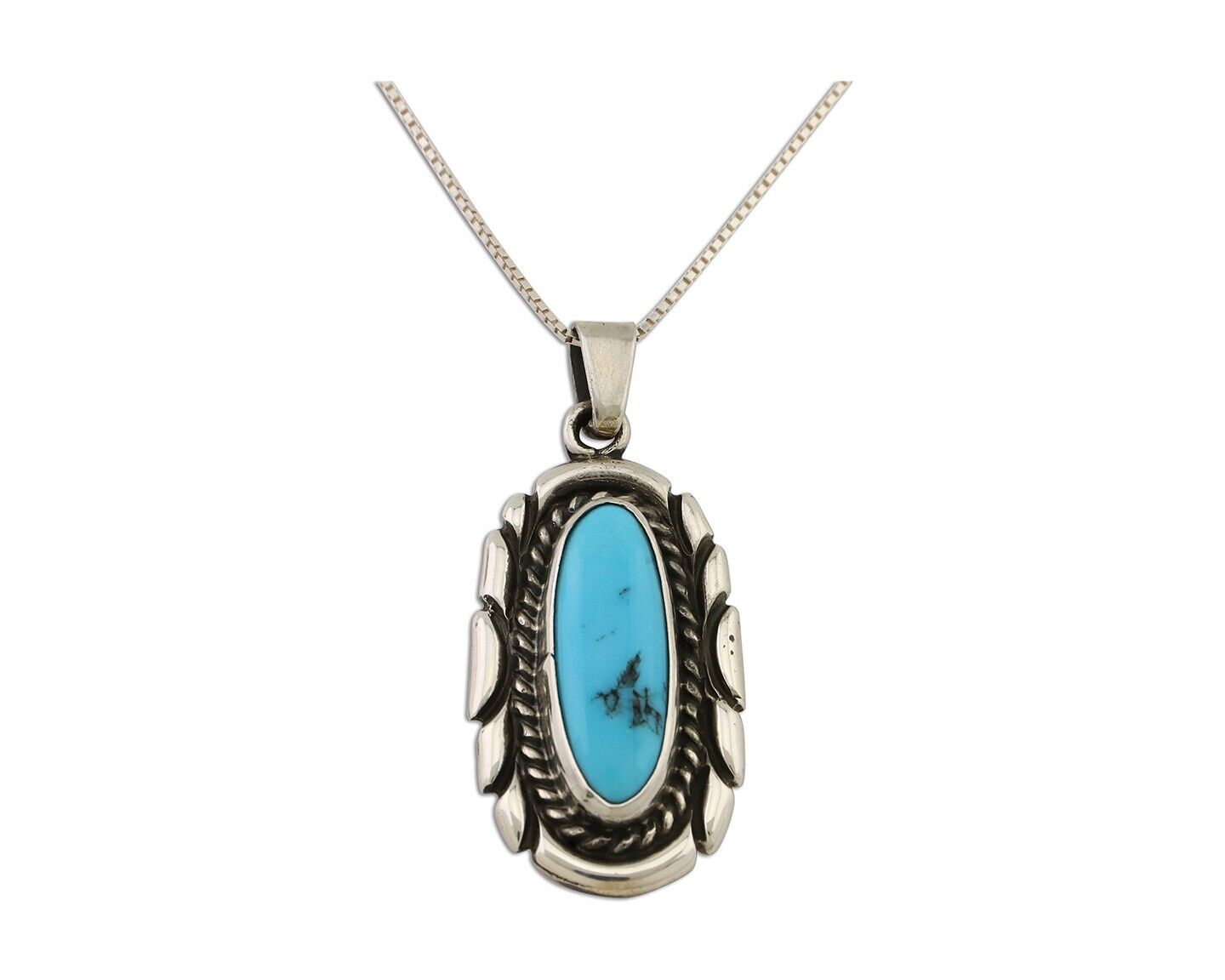 Navajo Necklace Pendant 925 Silver Turquoise Signed M Montoya C.80's