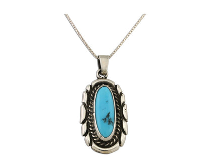 Navajo Necklace Pendant 925 Silver Turquoise Signed M Montoya C.80's