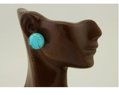 Navajo Shield Natural Turquoise Earrings 925 Silver Native American Artist C.80s