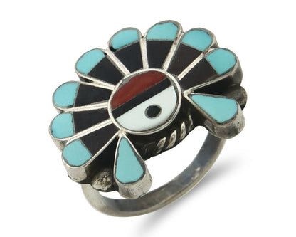 Vintage Zuni Ring 925 Sterling Silver Natural Gemstone Size 6.0