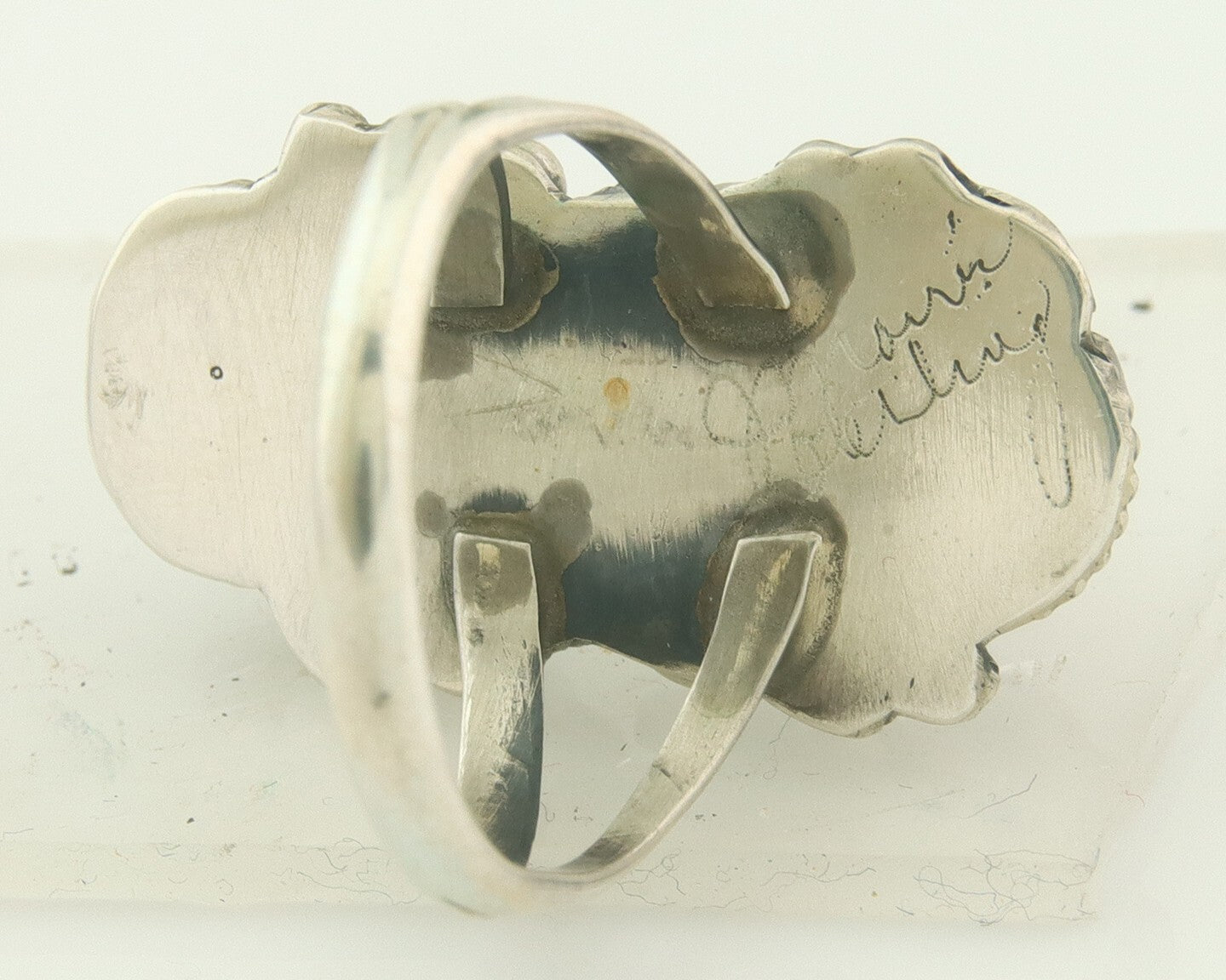 Vintage Navajo Ring 925 Sterling Natural Gemstones Signed Justin Morris Sz 7.5