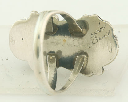Vintage Navajo Ring 925 Sterling Natural Gemstones Signed Justin Morris Sz 7.5