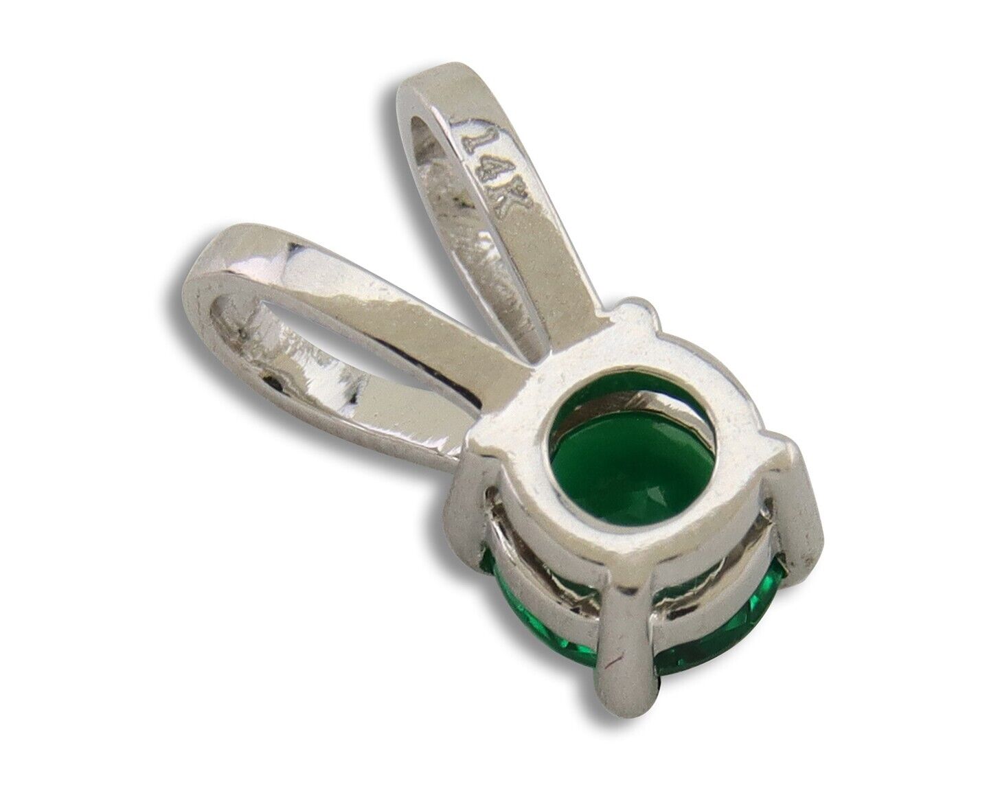 May Birthstone Pendant Set in 14k Solid White Gold