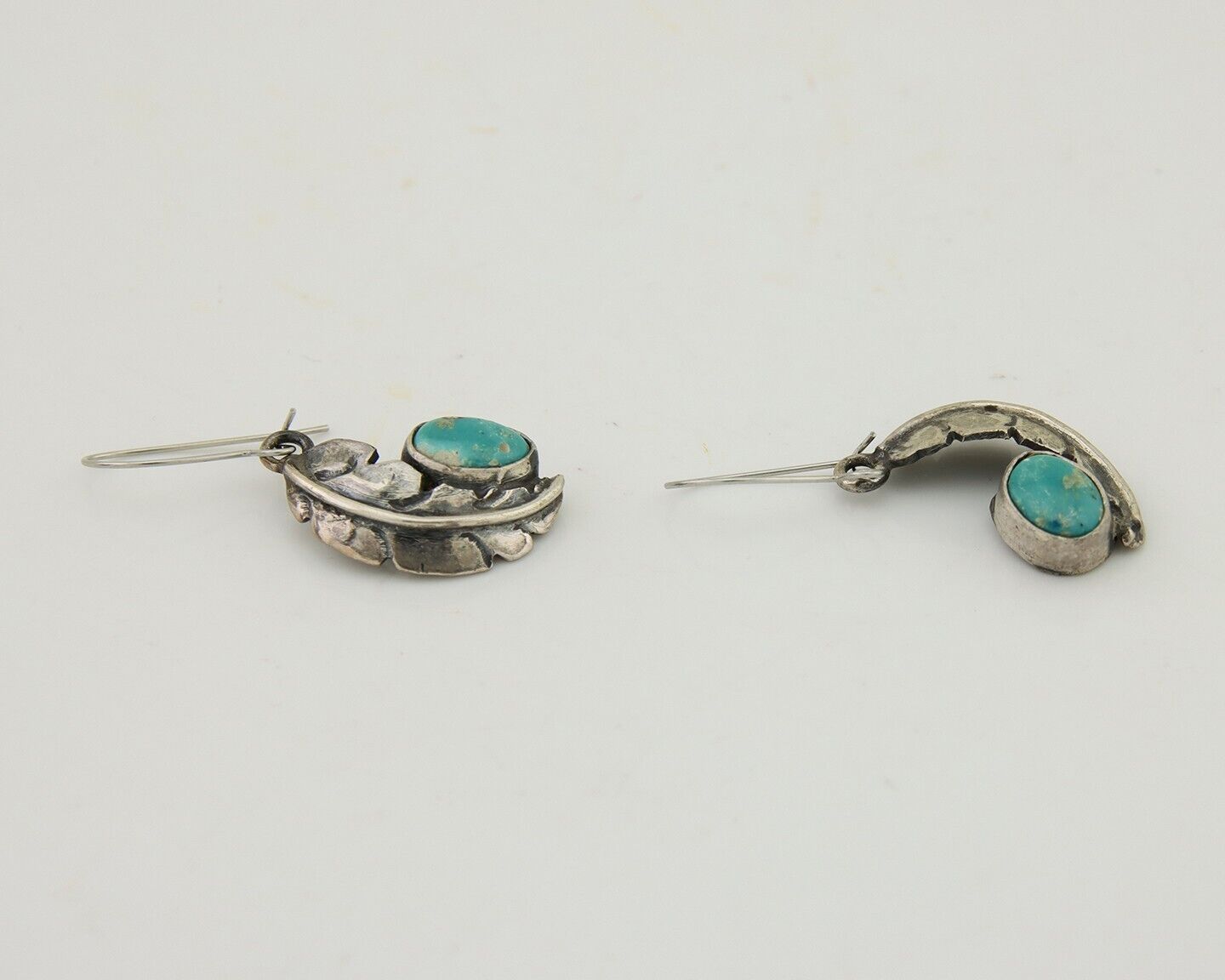 Navajo Dangle Earrings 925 Silver Natural Blue Turquoise Native Artist C.80's