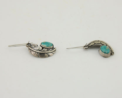 Navajo Dangle Earrings 925 Silver Natural Blue Turquoise Native Artist C.80's