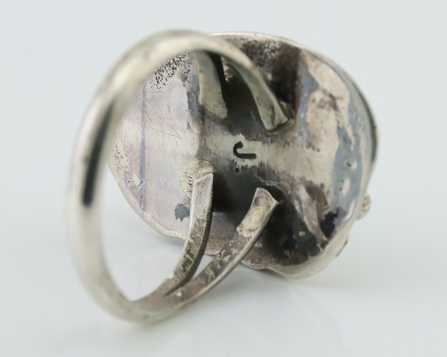 Navajo Handmade Ring 925 Silver Natural Turquoise Signed Jason Livingston C.80's