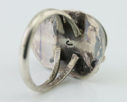Navajo Handmade Ring 925 Silver Natural Turquoise Signed Jason Livingston C.80's