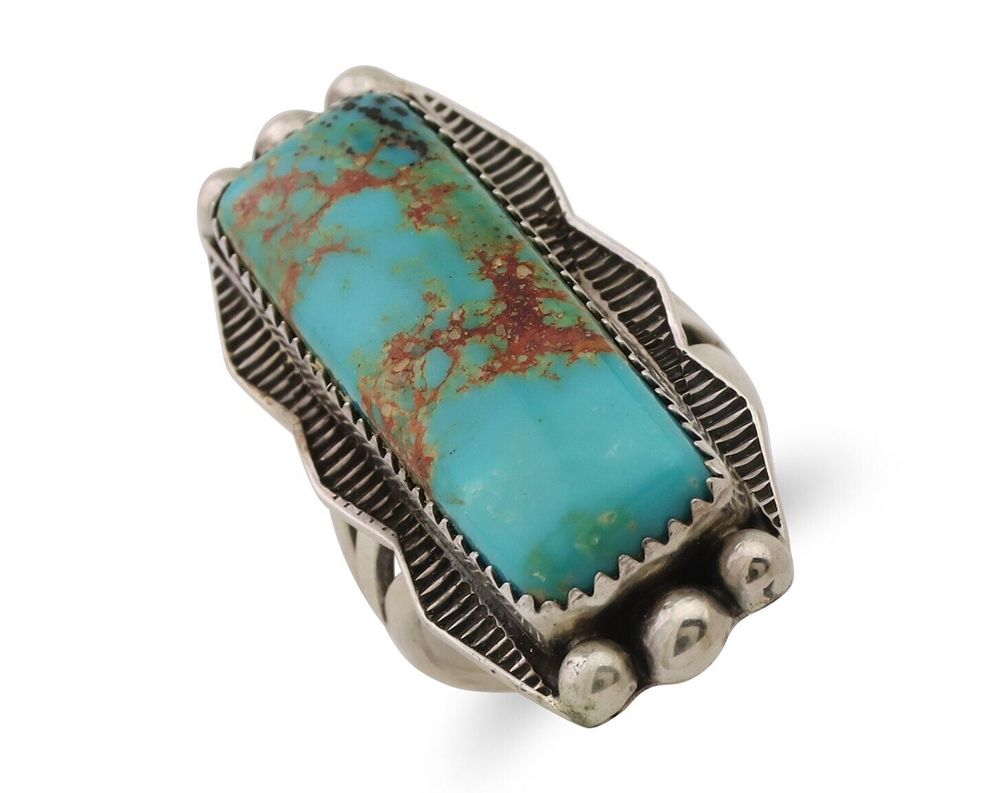 Navajo Hamdmade Ring 925 Silver Southwest Turquoise Signed D C.80's