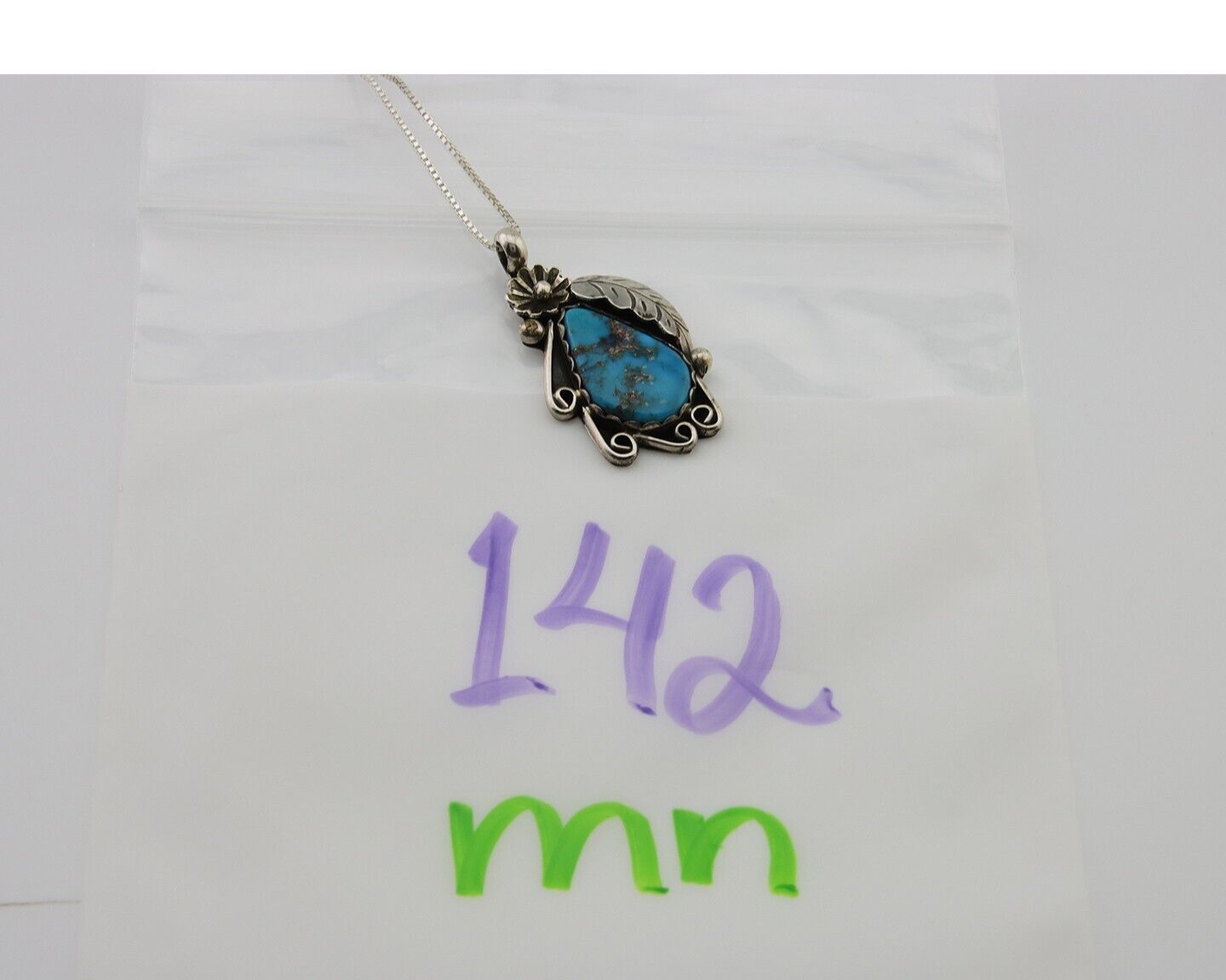 Navajo Necklace 925 Silver Natural Turquoise Native Artist C.80's