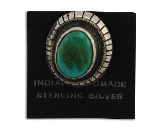 Navajo Tie Tack 925 Silver Natural Mined Turquoise Native American Artist C.80's