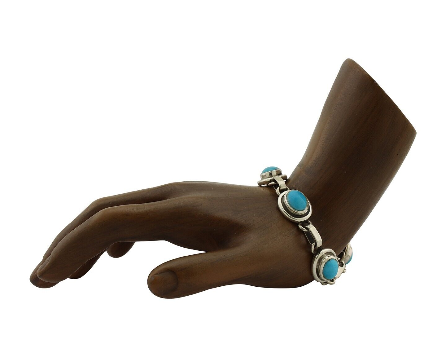 Navajo Link Bracelet 925 Silver Sleeping Beauty Turquoise Native American C80s