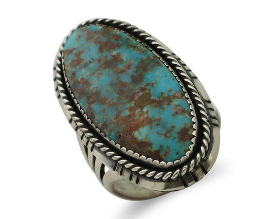 Navajo Handmade Ring 925 Silver Natural Turquoise Artist Signed TS C.80's