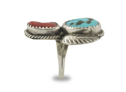 Vintage Navajo Ring 925 Sterling Natural Gemstones Signed Pauline Begay Size 5
