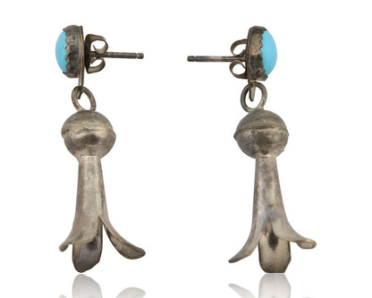 Navajo Dangle Squash Earrings 925 Silver Natural Turquoise Native Artist C.80's