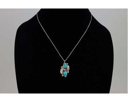 Navajo Turquoise Handmade Necklace 925 Silver Signed Simplicio C.80s