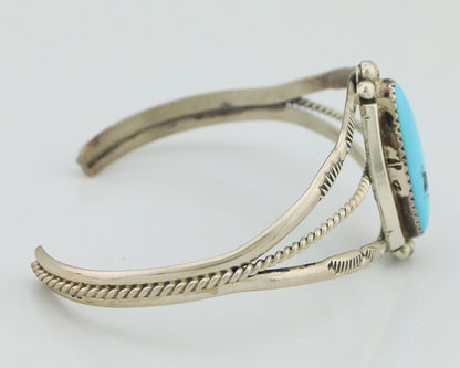 Navajo Bracelet 925 Silver Sleeping Beauty Turquoise Artist Signed SC C.80's