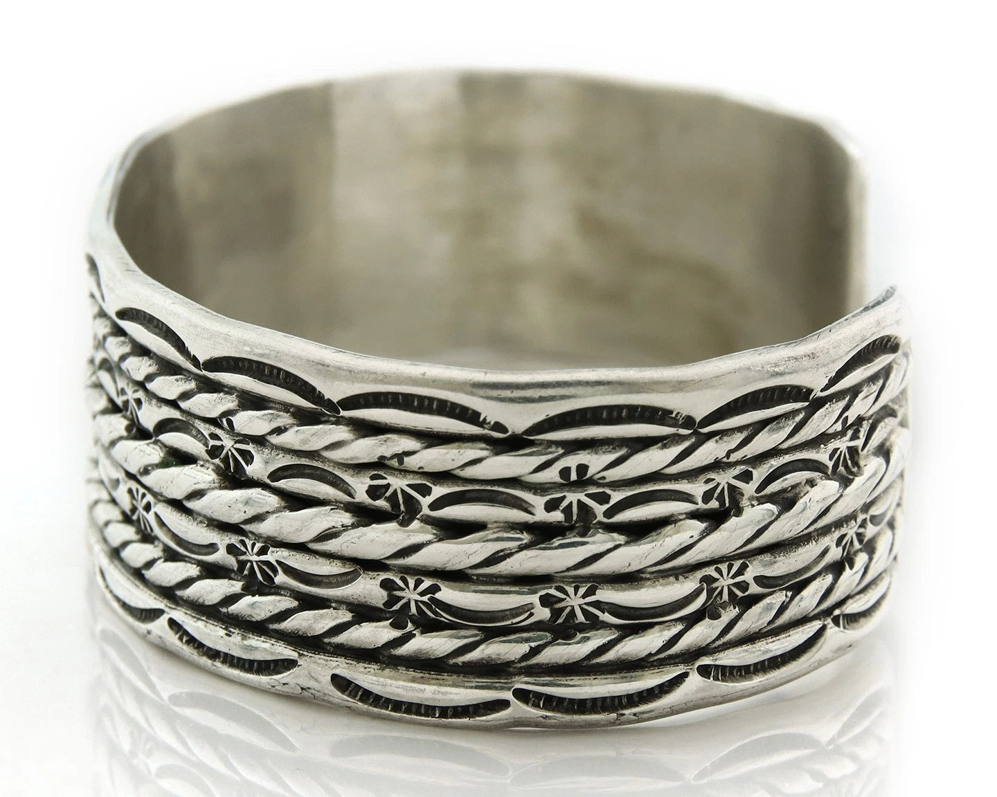 Navajo Cuff Bracelet 925 Sterling Silver Vintage Handmade Signed MC