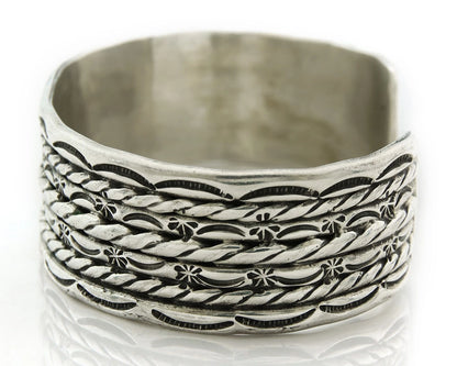Navajo Cuff Bracelet 925 Sterling Silver Vintage Handmade Signed MC