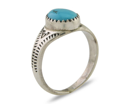 Navajo Ring 925 Silver Natural Blue Turquoise Native Artist C.80's