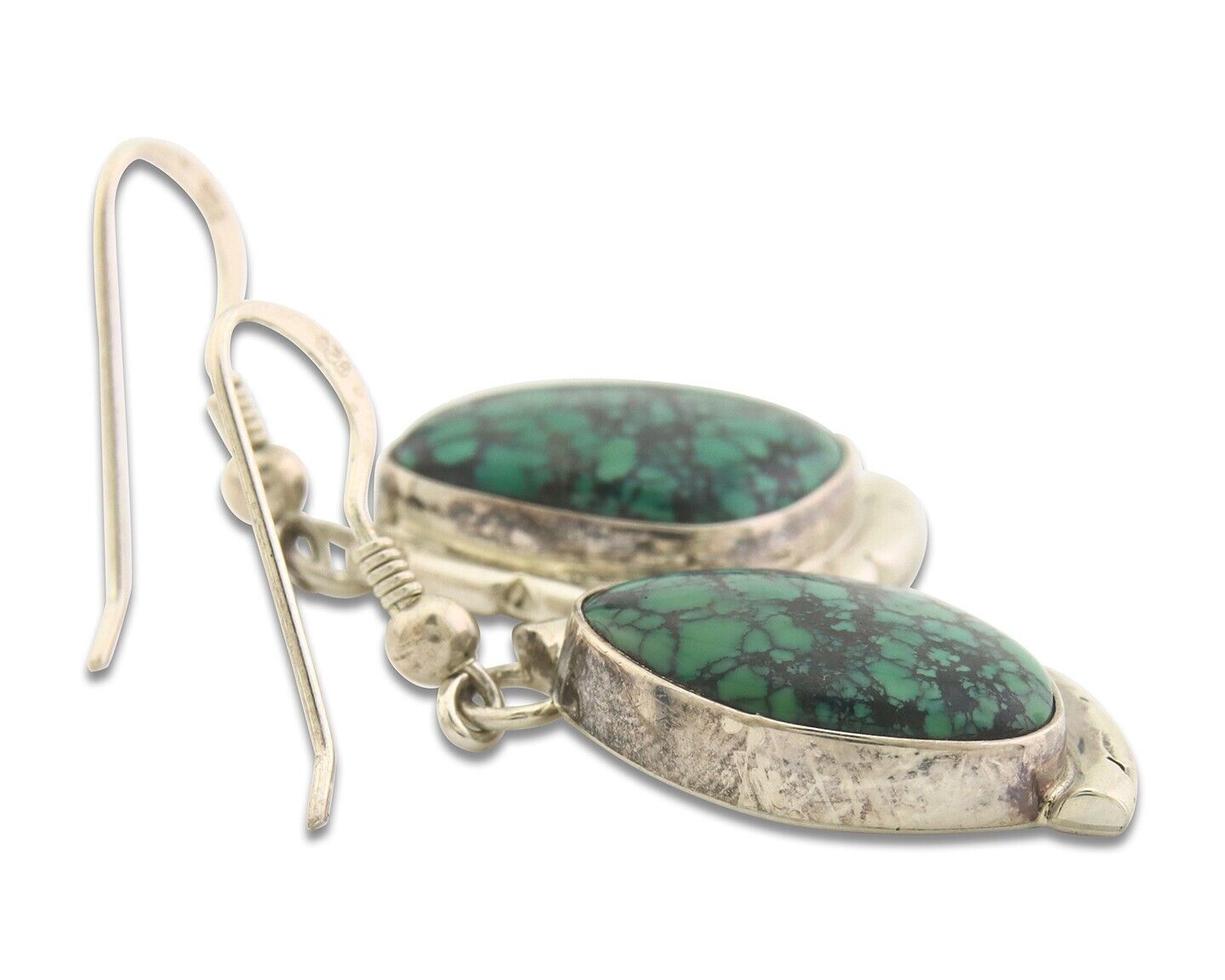 Navajo Earrings 925 Silver Handmade Natural Turquoise Native Artist C.80's