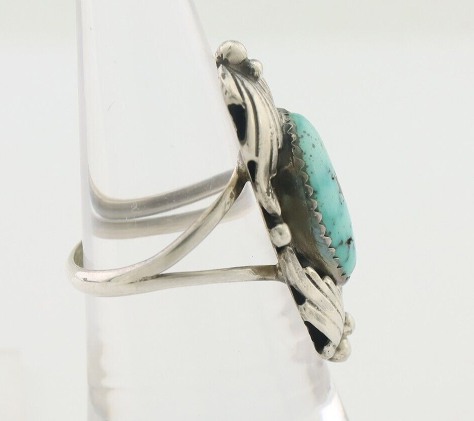 Navajo Ring 925 Silver Beautiful Blue Turquoise Stone Signed GR C.80's