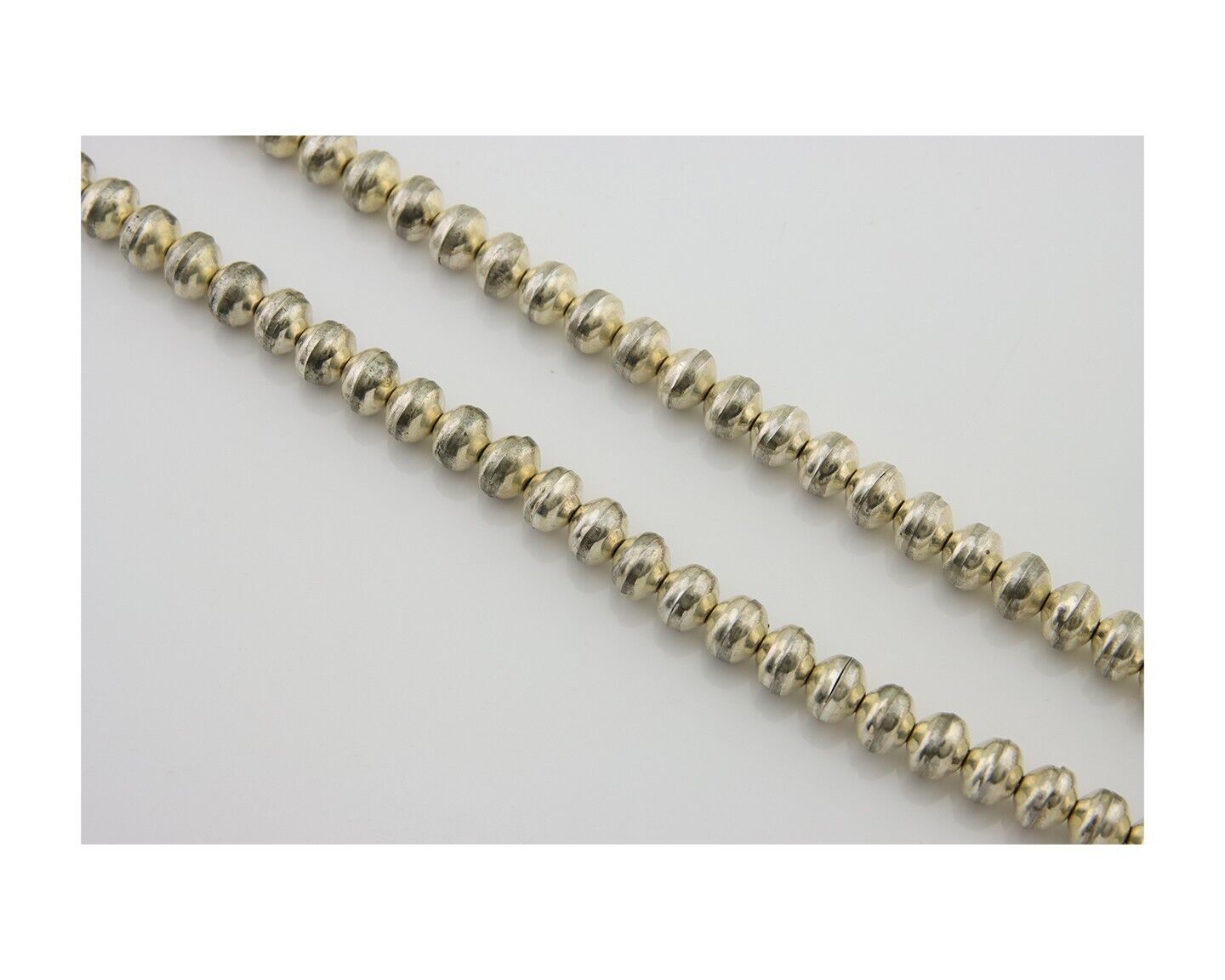 Navajo Bead Necklace 925 Silver Turquoise Native American Artist C.80's