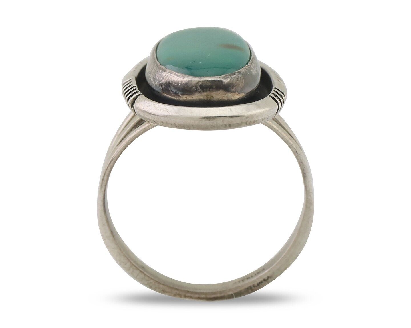 Navajo Ring 925 Silver Natural Green Turquoise Native American Artist C.80's