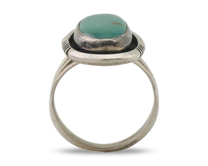 Navajo Ring 925 Silver Natural Green Turquoise Native American Artist C.80's