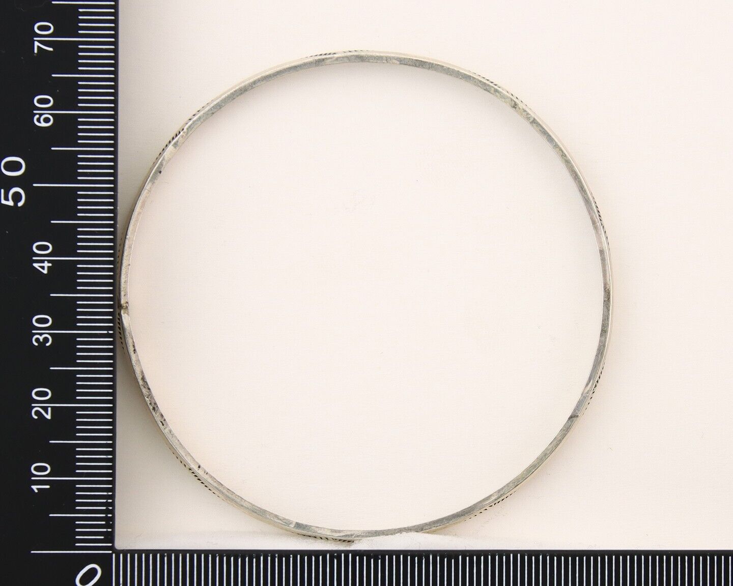 Navajo Bangle Bracelet 925 Silver Hand Stamped Twist Native American Artist C80s
