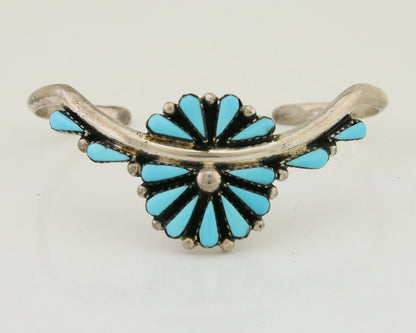 Navajo Bracelet 925 Silver Natural Blue Turquoise Signed BY C.80's
