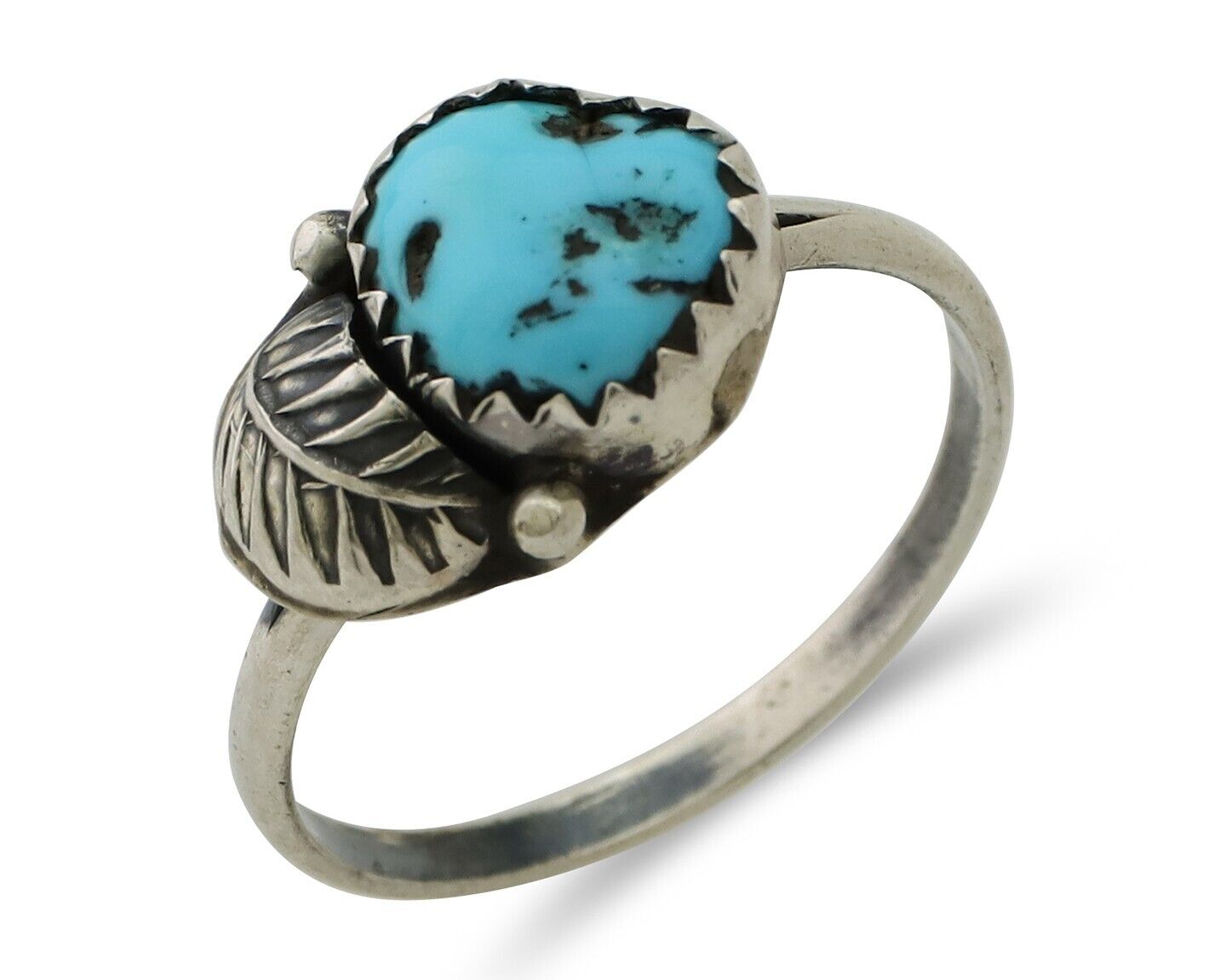 Navajo Ring 925 Silver Sleeping Beauty Turquoise Native American Artist C.80's