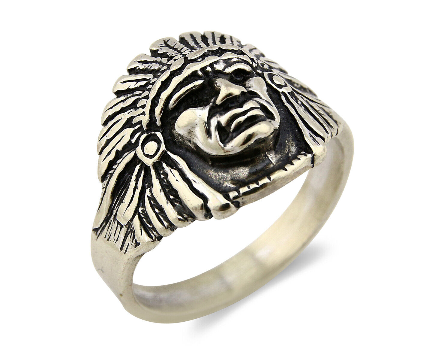 Navajo Warrior Chief Ring .925 Silver Artist Signed Wheeler C.80's Size 11.25