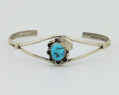 Navajo Bracelet 925 Silver Sleeping Beauty Turquoise Native American Artist C80s