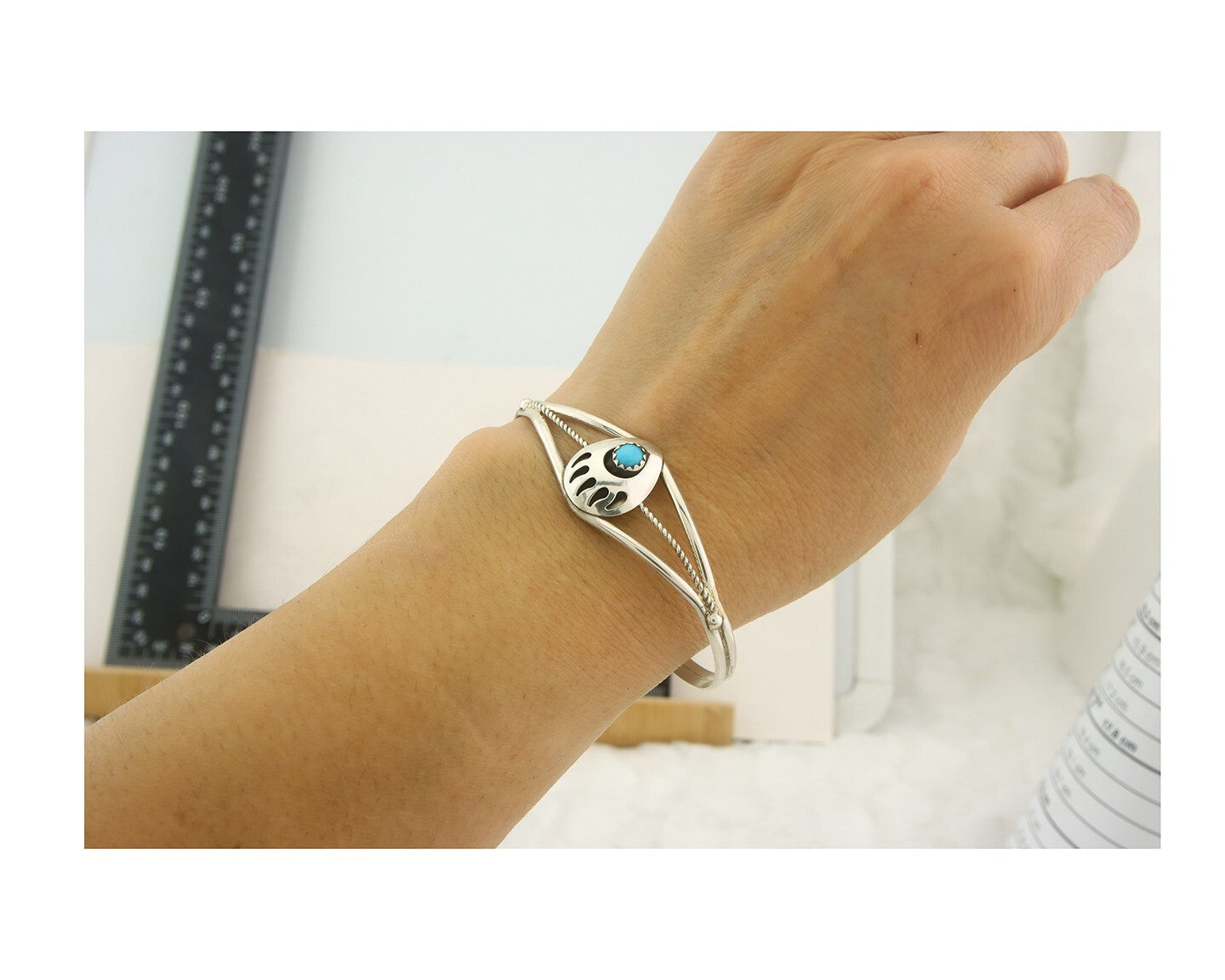 Navajo Bracelet 925 Silver Handmade Animal Claw Cuff Native American Artist C80s