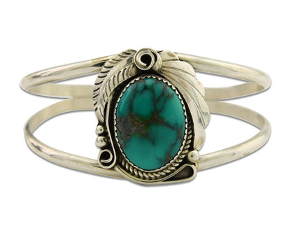 Navajo Cuff Bracelet 925 Silver Turquoise Artist Signed C Davis C.80's