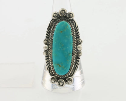 Navajo Ring 925 Silver Blue Gem Turquoise Native American Artist C.80's